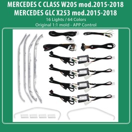 DIQ AMBIENT MERCEDES C CLASS (W205) - GLC (X253) mod.2015-2018 (Digital iQ Ambient Light for Mercedes C & GLC, 16 Lights)