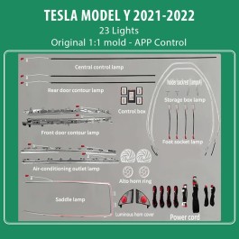 DIQ AMBIENT TESLA MODEL Y mod.2021-2022 (Digital iQ Ambient Light Tesla Model Y mod.2021-2022, 23 Lights)