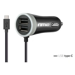 ΦΟΡΤΙΣΤΗΣ ΑΝΑΠΤΗΡΑ 12V 2,4A ΜΕ 2 ΘΥΡΕΣ USB & 1 TYPE-C USB ΜΕ ΚΑΛΩΔΙΟ AMiO – 1 ΤΕΜ.