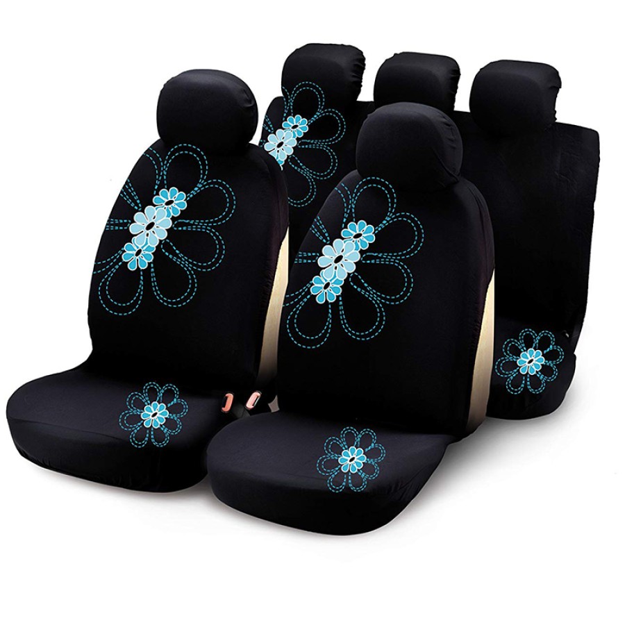 Καλύμματα Καθισμάτων μαύρο-μπλε με λουλούδια 4 τεμάχια Καλύμματα και Πλατοκαθίσματα Αξεσουαρ Αυτοκινητου - ctd.gr