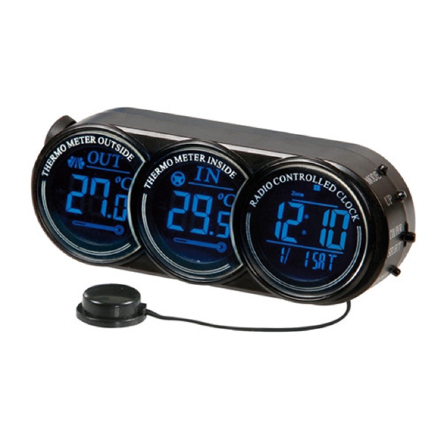 Θερμόμετρο 	& Ψηφιακό Ρολόϊ 2 χρωμάτων 12/24V LED Ρολόγια - Θερμόμετρα - Πυξίδες Αξεσουαρ Αυτοκινητου - ctd.gr