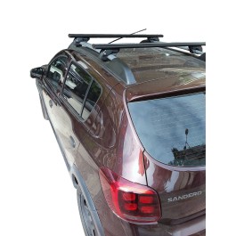 Μπαρες για Μπαγκαζιερα - Kit Μπάρες οροφής MENABO Αλουμινίου μαύρες - Πόδια για Dacia Sandero Stepway 2013+ 2 τεμάχια